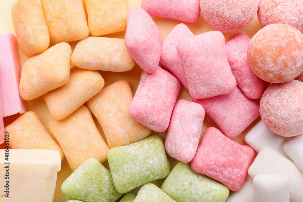 Different chewing gums as background