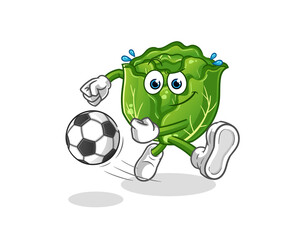 Wall Mural - cabbage kicking the ball cartoon. cartoon mascot vector