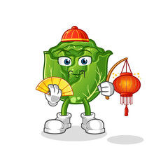 Wall Mural - cabbage Chinese with lanterns illustration. character vector