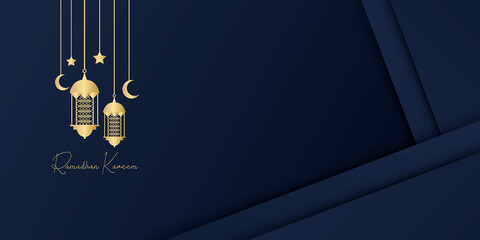 Beige Background 3d design is Arabian vintage decorative hanging lamp are on fire. Blue gold ramadan background.