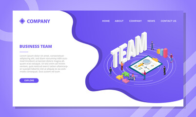 business team concept for website template or landing homepage design with isometric style