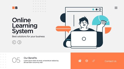 Online education modern flat design isometric concept. Landing page template. Illustration for web and graphic design.