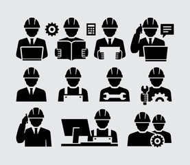 Engineering People Vector Icons Set
