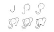 © freeject.net - how to draw a cute elephant from G step by step. easy and fun activity for kids development and creativity. tutorial of drawing animal and object from alphabet series in vector illustration.