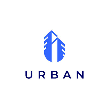 buildings logo vector modern simple with letter U shape
