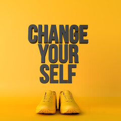 Wall Mural - Change yourself motivational workout fitness phrase, 3d Rendering