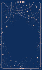 Wall Mural - blue magic background card with stars and space decor with copy space. natal chart for astrology, ta