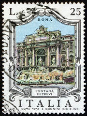 Wall Mural - Postage stamp Italy 1973 Trevi fountain, Rome