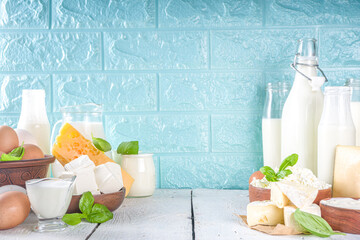 Wall Mural - Various farm dairy products