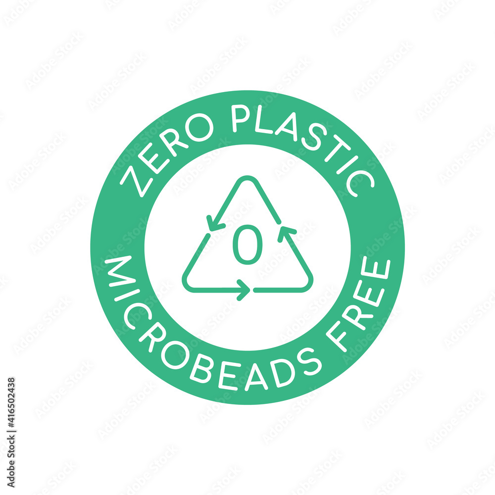 Zero plastic microbeads free icon. Recycle triangle and number zero in a  green circle. Plastic free label. No microplastics. Eco friendly bpa free  product packaging. Vector illustration, flat,clip art Stock Vector |, image size:1000x1000