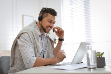 Teacher conducting online lesson at home during COVID-19 quarantine