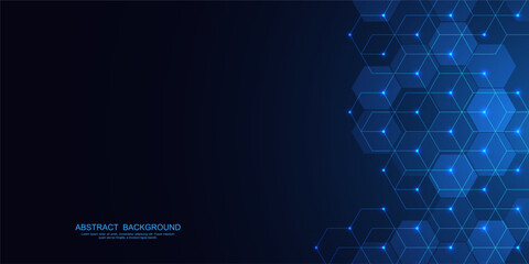 Abstract background with geometric shapes and hexagon pattern. Vector illustration for medicine, technology or science design