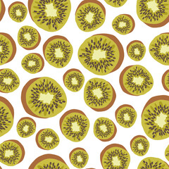 Wall Mural - Seamless pattern with fresh kiwi fruit