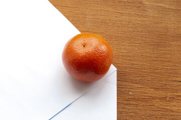 Mandarin on a colorful background. Background for announcement or inscription.