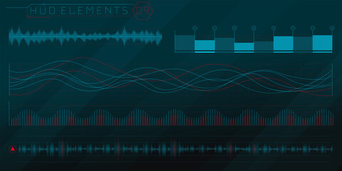 Wall Mural - a set of hud waves elements for a futuristic interface.