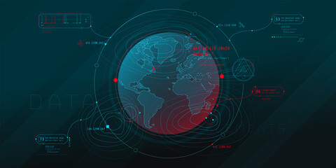 Wall Mural - design of a futuristic software interface for planetary search.