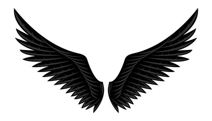 Poster - Illustration of two black wings on a white background.