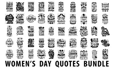 Wall Mural - International women's day inspiring quotes bundle. Womens day quotes pack collection. women quotes vector art for print, merchandise and craft