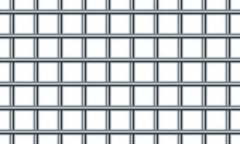 Vector Illustration Seamless Grid From Reinforced Rebars On White Background. Realistic Seamless Pattern Construction Reinforcement Rebars. Endless Stainless Armature Background. Building Material.