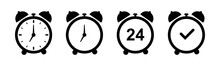 Set Of Alarm Clock Icons. Various Alarm Clock Signs, Alarm Clock. Vector Illustration.