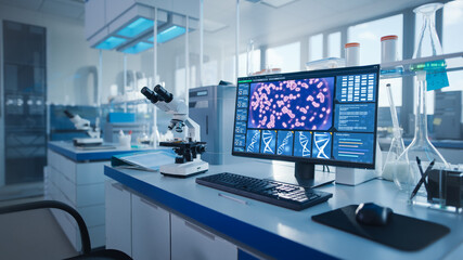Wall Mural - modern medical research laboratory. scientific lab, drug engineering center full of high-tech equipm