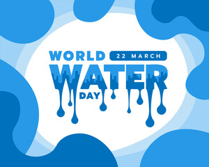 Wall Mural - world water day banner - water word with water drop on abstract blue curve background vector design