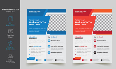 Wall Mural - Corporate Flyer Design Template 02 Color variation Fully editable free font used and print ready Template A4 Size with proper bleed 