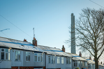 Wall Mural - Terraced houses under snow in england uk