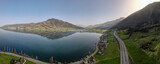 Fototapeta Natura - Panoramas of the village of  the village of Arth on the lakeshores of lake Zug in the canton of Schwytz, Switzerland. 