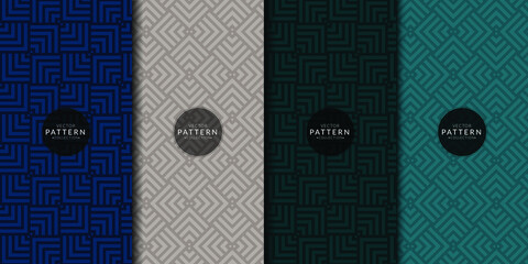 Wall Mural - abstract geometric patterns set in four colors. overlapping pattern set. abstract geometric patterns