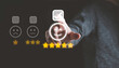 © Dilok - Businessman touching smile face icons and info graphic to evaluate product after use service , customer satisfaction concept.