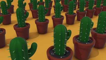 Sticker - a lot of cactus in a pots 4k. high quality 4k footage