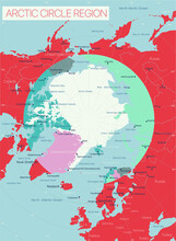 Arctic Circle Region Detailed Editable Map With Regions Cities And Towns, Geographic Sites. Vector EPS-10 File