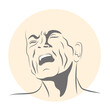 © nayasha - Man is in pain with grimace of anguish on his face. Suited for  ache medicine packaging. Vector illustration. Healthcare poster or banner template.