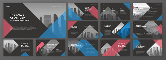 Wall Mural - business powerpoint presentation templates set. use for modern keynote presentation background, broc