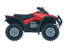 Quad Bike In Side View. Motorcycle In Flat Style