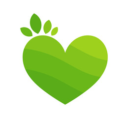 Wall Mural - green heart with leaves eco symbol. ecology green icon sign concept. vector illustration.