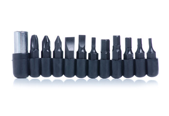 Wall Mural - Screwdriver bit set on white background isolation