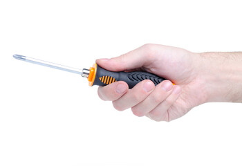 Poster - screwdriver work tool in hand on white background isolation