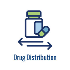 Wall Mural - Pharmacy icon with an aspec of the pharma business - outline icon