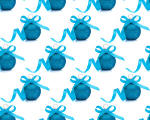 Wall Mural - Blue Christmas ball . Creative layout, Christmas seamless pattern...