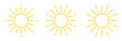 © Bohdan - Sun in line art style on white background. Solar simple icons isolated. Sun burst graphic element vector. Vector illustration.