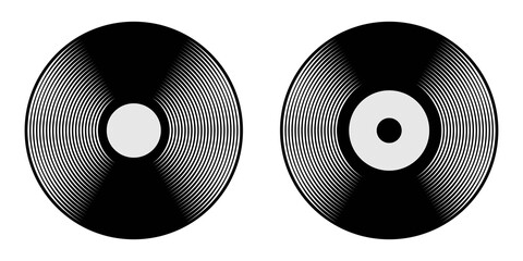 Black Vinyl CD Vector Isolated on White