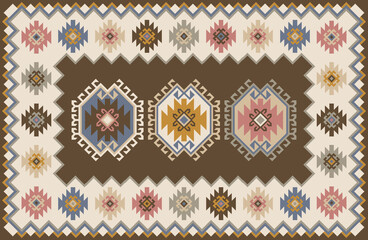 Carpet bathmat and Rug Boho Style ethnic design pattern with distressed texture and effect
