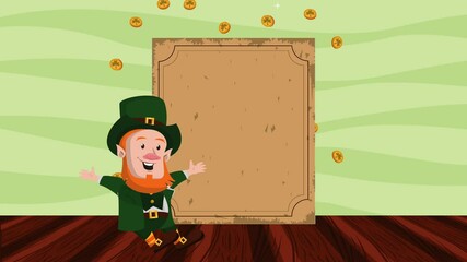 Wall Mural - happy saint patricks day leprechaun with coins rainy