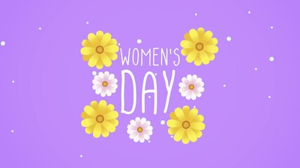 Sticker - happy womens day lettering card with yellow flowers