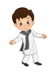 Wall Mural - Cartoon happy Indian boy in traditional costume