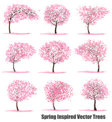 Aufkleber - Big Set of Spring Inspired Vector Trees.