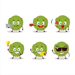 Wall Mural - Brussels sprouts cartoon character with various types of business emoticons