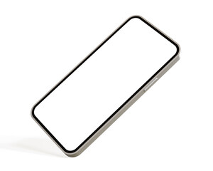 Wall Mural - Smartphone mockup in rotated position empty screen isolated on the white background. 3d illustration.